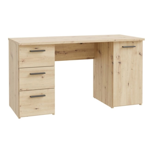 Biurko 140x60 cm z 3 szufladami i szafką Dąb Artisan